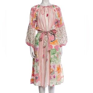 Elegant Floral Stripe Midi Dress